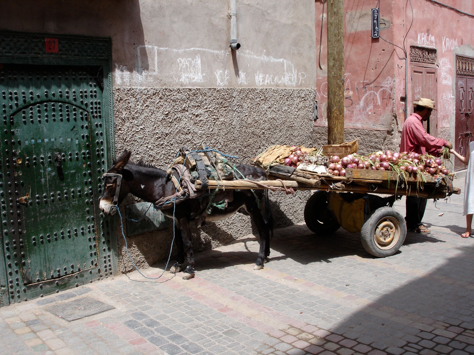 Esel-Wagen in der Medina von Marrakesch